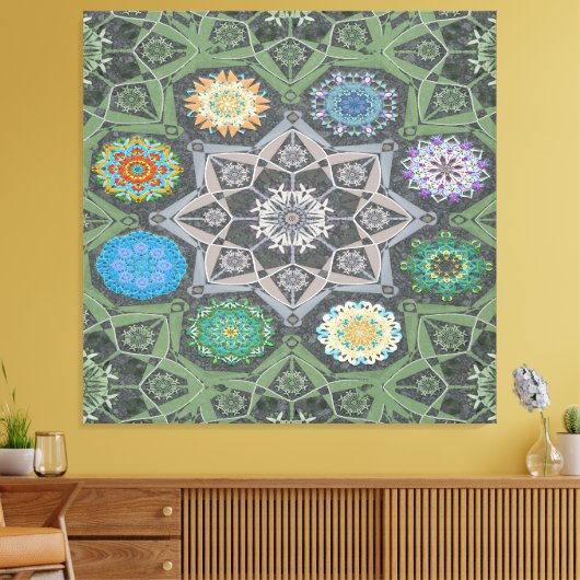 Octo helderder arabesk Moorse steen groen Canvas Afdruk (Insitu (Woonkamer))