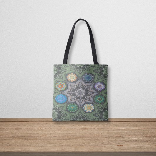 Octo helderder arabesk Moorse steen groen Tote Bag