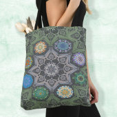Octo helderder arabesk Moorse steen groen Tote Bag