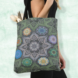 Octo helderder arabesk Moorse steen groen Tote Bag