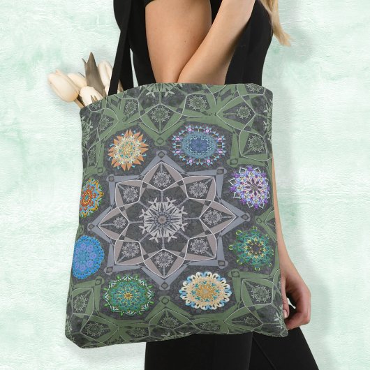Octo helderder arabesk Moorse steen groen Tote Bag