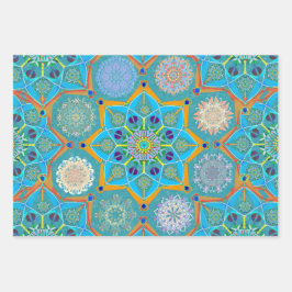 Octo helderder arabesk Moorse turquoise stijl Inpakpapier Vel