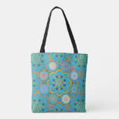 Octo helderder arabesk Moorse turquoise stijl Tote Bag (Achterkant)