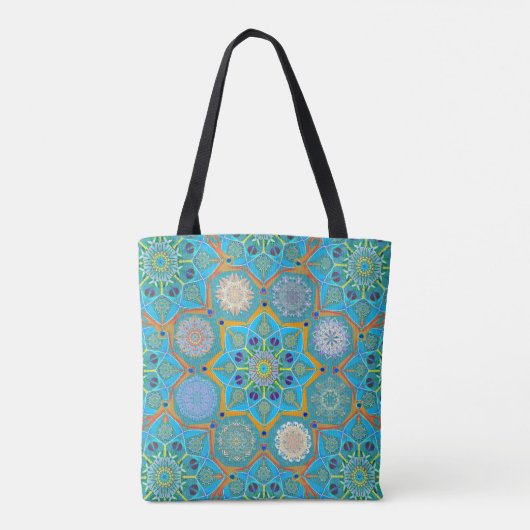 Octo helderder arabesk Moorse turquoise stijl Tote Bag (Achterkant)