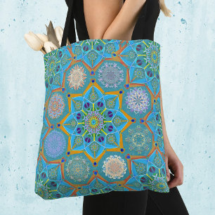 Octo helderder arabesk Moorse turquoise stijl Tote Bag