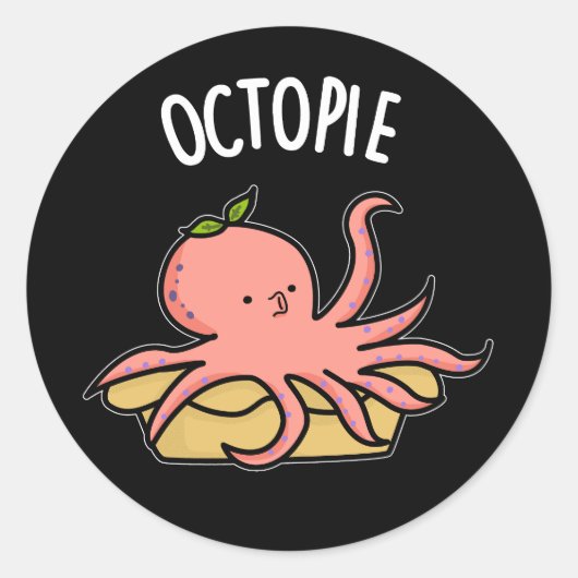 Octo-pie Funny Octopus Pie Dark BG Ronde Sticker (Voorkant)