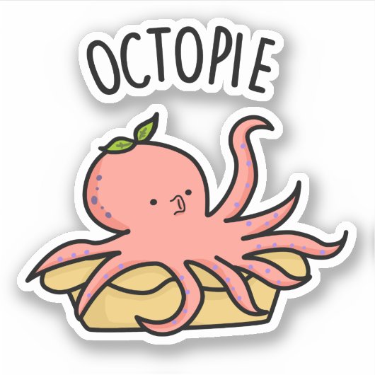 Octo-pie Funny Octopus Pie Pun Sticker (Voorkant)