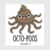 Octo-poos Funny Octopus Pun Sticker (Vel)