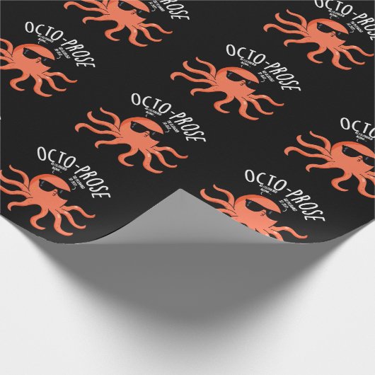 Octo-proza Funny Octopus Pun Dark BG Cadeaupapier (Hoek)