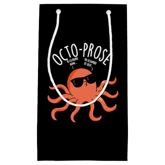 Octo-proza Funny Octopus Pun Dark BG Klein Cadeauzakje (Voorkant)