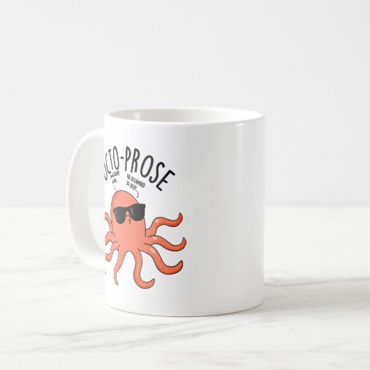 Octo-proza Funny Octopus Pun Koffiemok (Voorkant links)