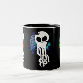 Octo schedel rood, blauw en groen tweekleurige koffiemok (Center)