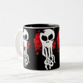 Octo schedel rood tweekleurige koffiemok (Voorkant links)