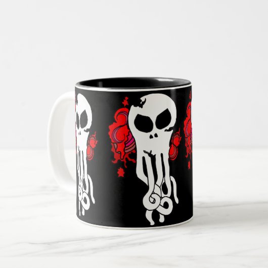 Octo schedel rood tweekleurige koffiemok (Voorkant links)