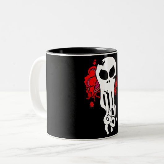 Octo schedel rood tweekleurige koffiemok (Voorkant links)