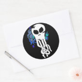 Octo schedelblauw ronde sticker (Envelop)
