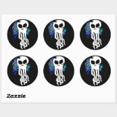 Octo schedelblauw ronde sticker (Vel)