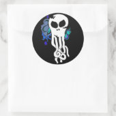 Octo schedelblauw ronde sticker (Tas)