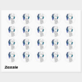 Octo schedelblauw ronde sticker (Vel)