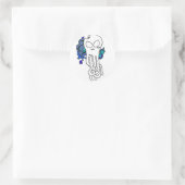 Octo schedelblauw ronde sticker (Tas)