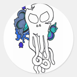 Octo schedelblauw ronde sticker