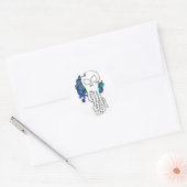 Octo schedelblauw ronde sticker (Envelop)