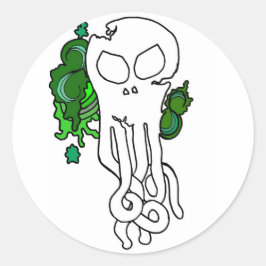 Octo schedelgroen ronde sticker