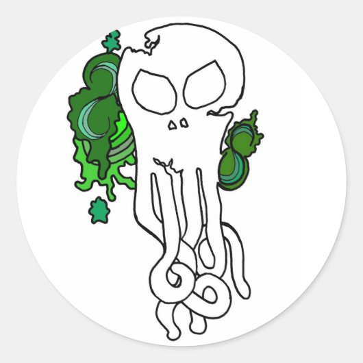 Octo schedelgroen ronde sticker (Voorkant)