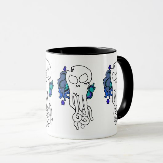Octo Skull blue Mok (Voorkant rechts)