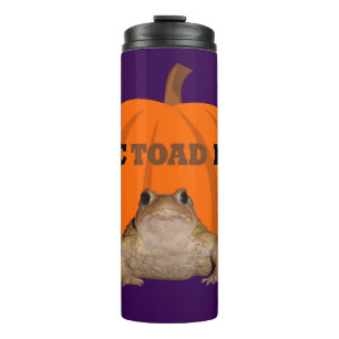 Octoader Halloween-spreekwoord met pad-vakantieple Thermosbeker