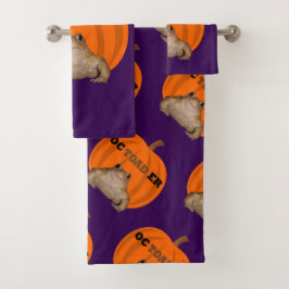 Octoader Halloween-spreekwoord met pad-vakantiesfe Bad Handdoek