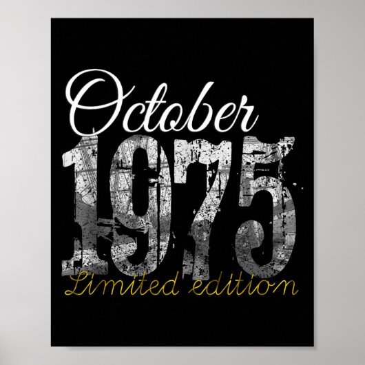 October 1975 Tee 50 Year Old Shirt 1975 50th Birth Poster (Voorkant)