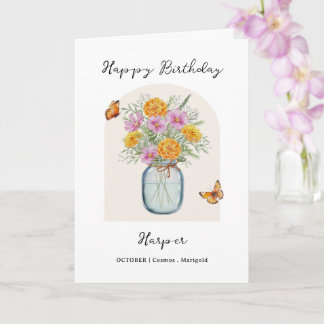 October Birth Month Flower Birthday Kaart
