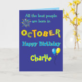 October Birthday Folded Greeting Card Kaart (Gele Bloem)