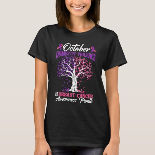 October Domestic Violence And Breast Cancer Awaren T-shirt (Voorkant)