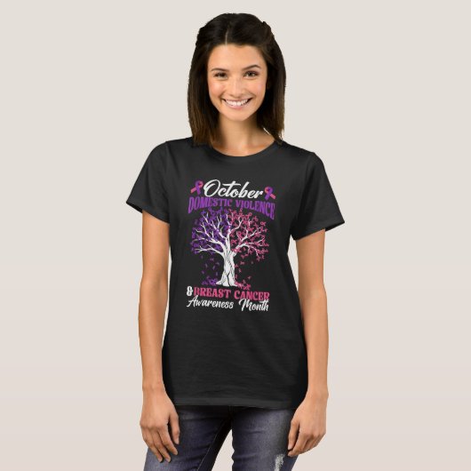 October Domestic Violence And Breast Cancer Awaren T-shirt (Voorkant volledig)