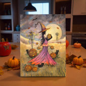 October Fields Halloween Heks en Katten Fantasie Kaart