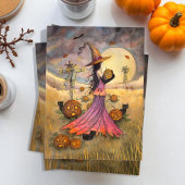 October Fields Halloween Heks en Katten Fantasie Kaart