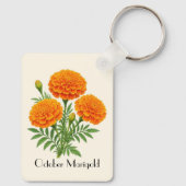October Flamingo Bloemen  Sleutelhanger (Achterkant)