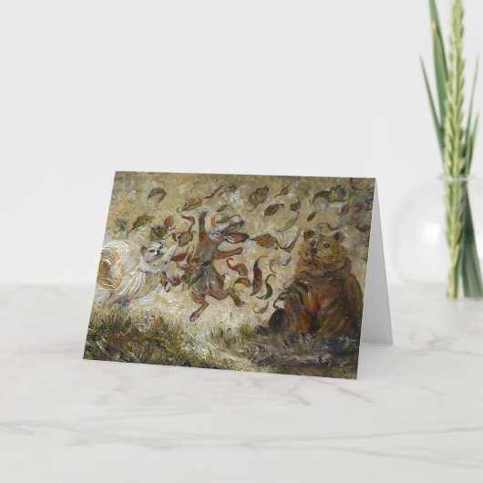 October Fun Whimsical Autumn Forest Animals Kaart (Voorkant)