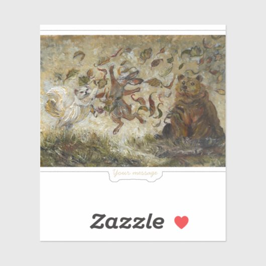 October Fun Whimsical Autumn Forest Animals Sticker (Vel)