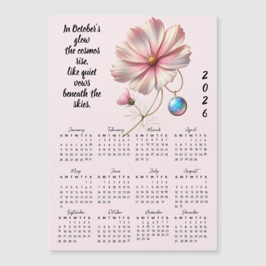 October Geboortebloem Kalender en Steen (Voorkant)