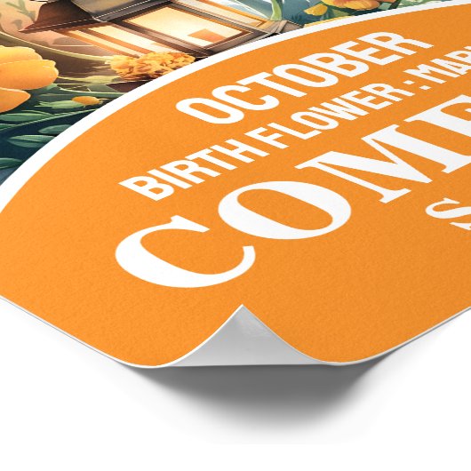 October Geboortemaand Bloem Christelijke Kiekje Ku Poster (Hoek)