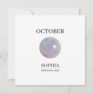 October Geboortesteen Verjaardagsnaam Opal Kaart