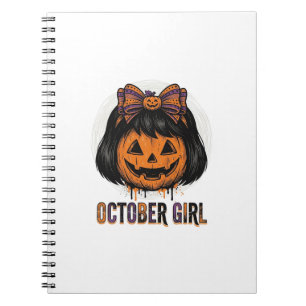 October Girl Pompoen Boog Halloween Vector Ontwerp Notitieboek
