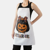 October Girl Pompoen Boog Halloween Vector Ontwerp Schort (Insitu)
