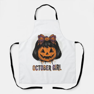 October Girl Pompoen Boog Halloween Vector Ontwerp Schort