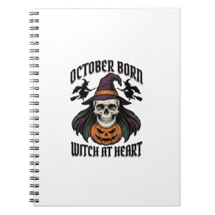 October Heksen Shirt Vintage Halloween Verjaardag Notitieboek