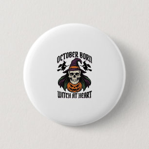 October Heksenhemd Vintage Halloween Verjaardag De Ronde Button 5,7 Cm
