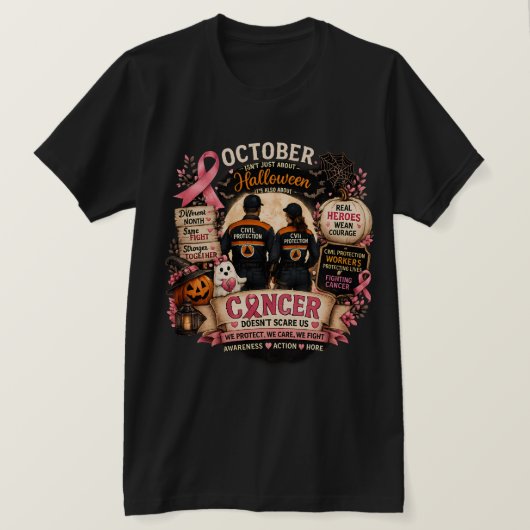 October Helden™ | Burgerbescherming Borstkanker A T-shirt (Design voorkant)